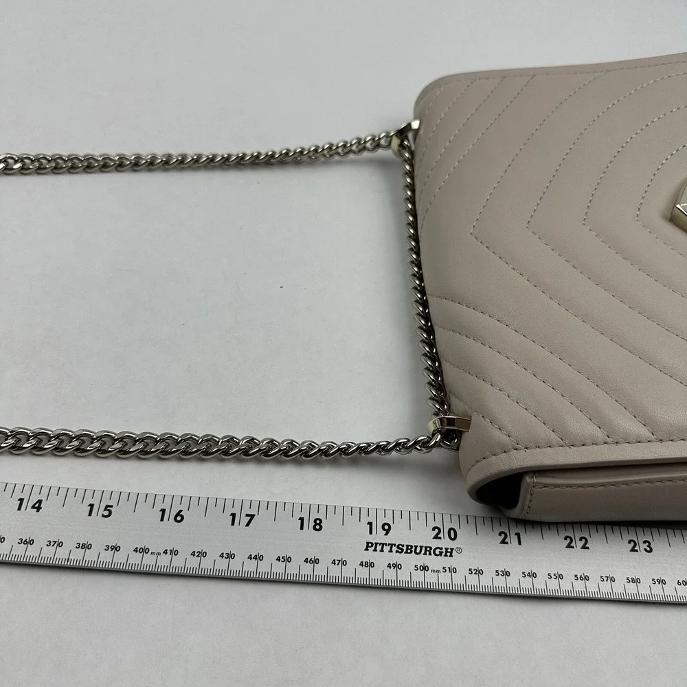 Kate Spade Natalia Flap Shoulder Bag Taupe Quilted Leather PXRU9411